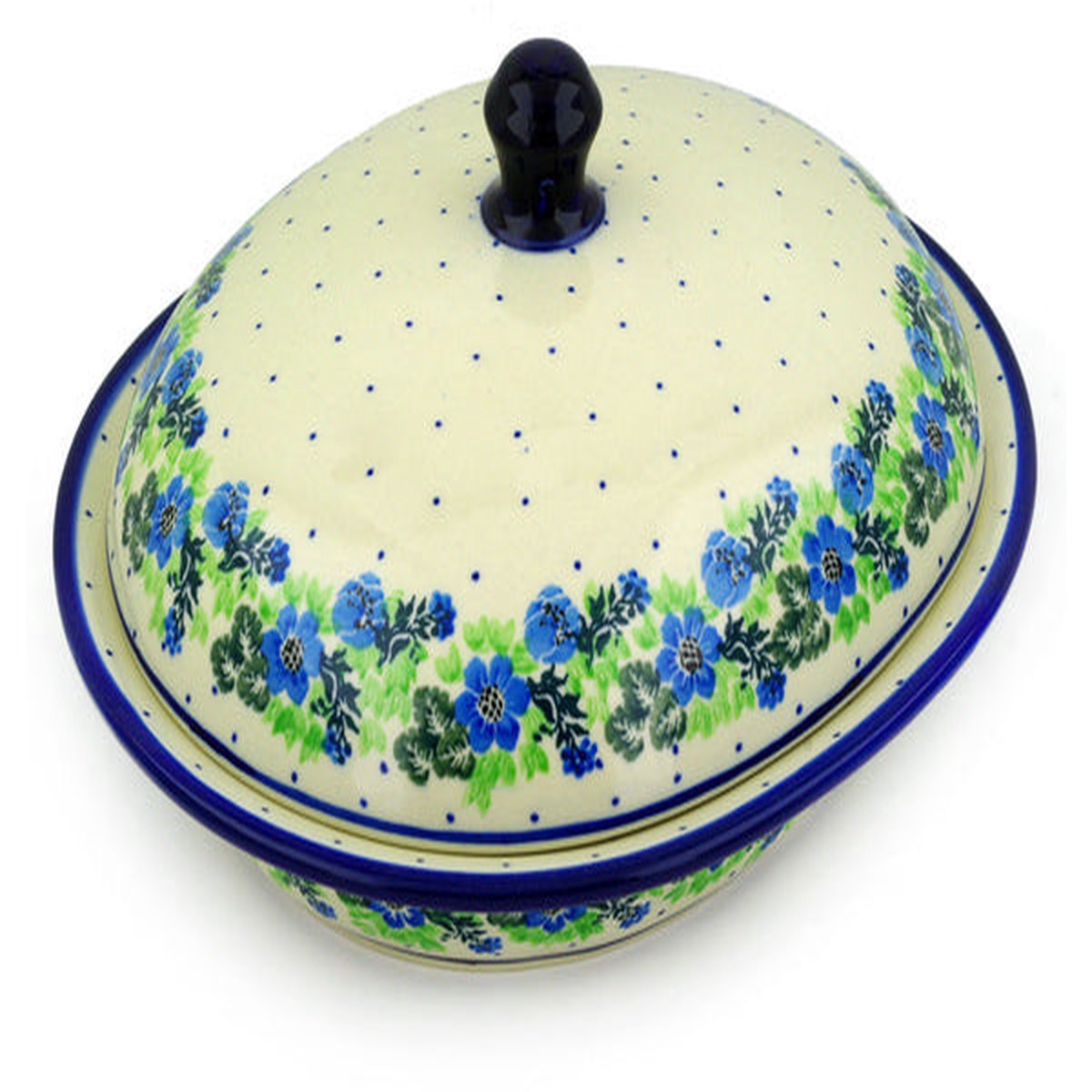 Polish Pottery 12" Baker with Cover Wildflower Wreath - Default Title