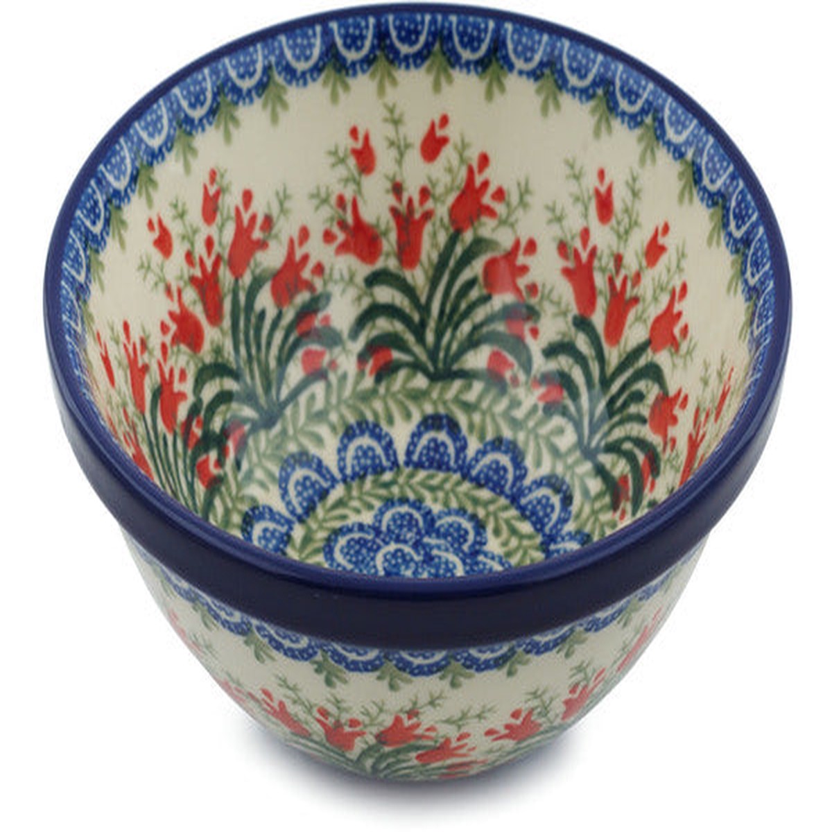 Polish Pottery 6" Bowl Crimson Bells - Default Title