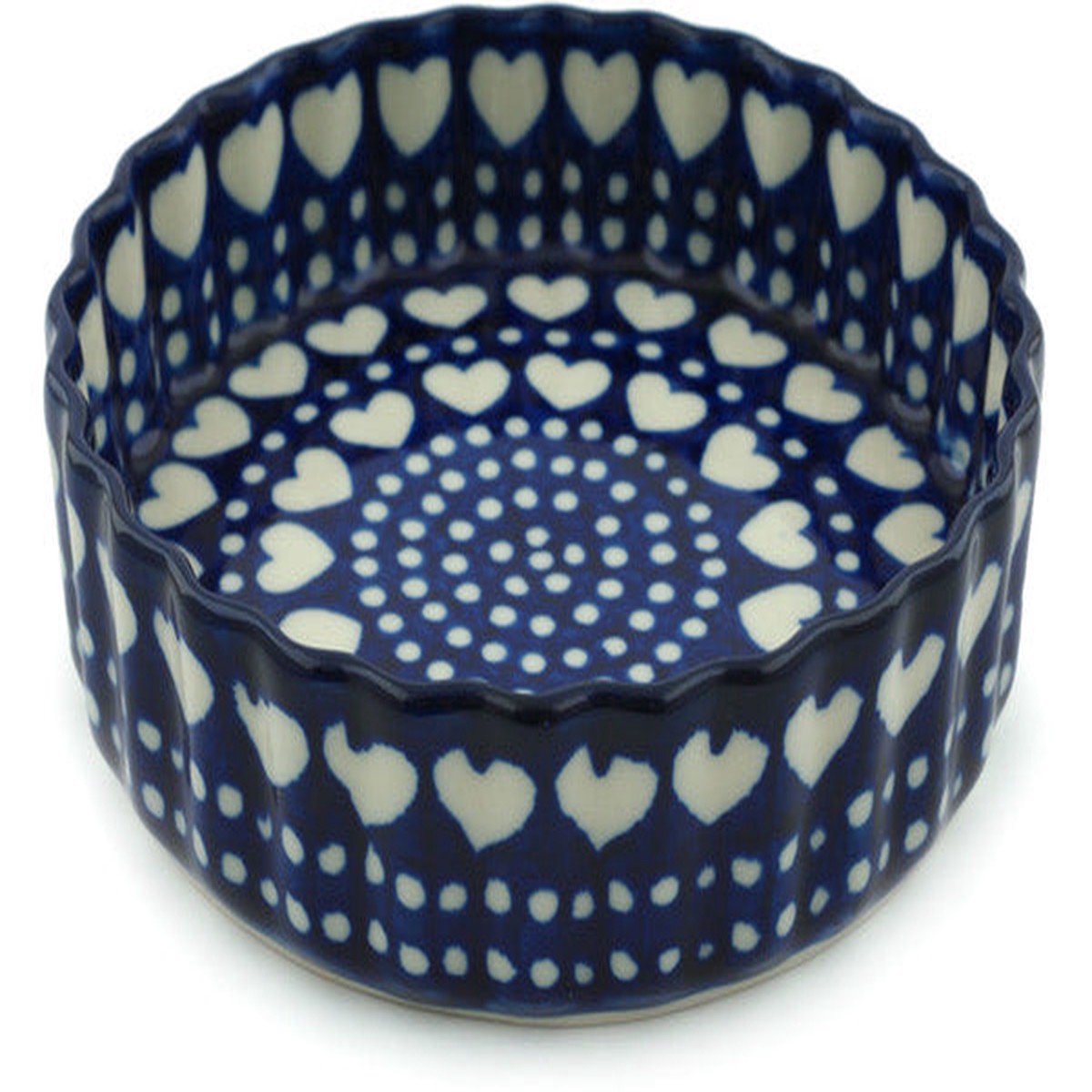 Polish Pottery 6" Fluted Pie Dish Heart To Heart - Default Title