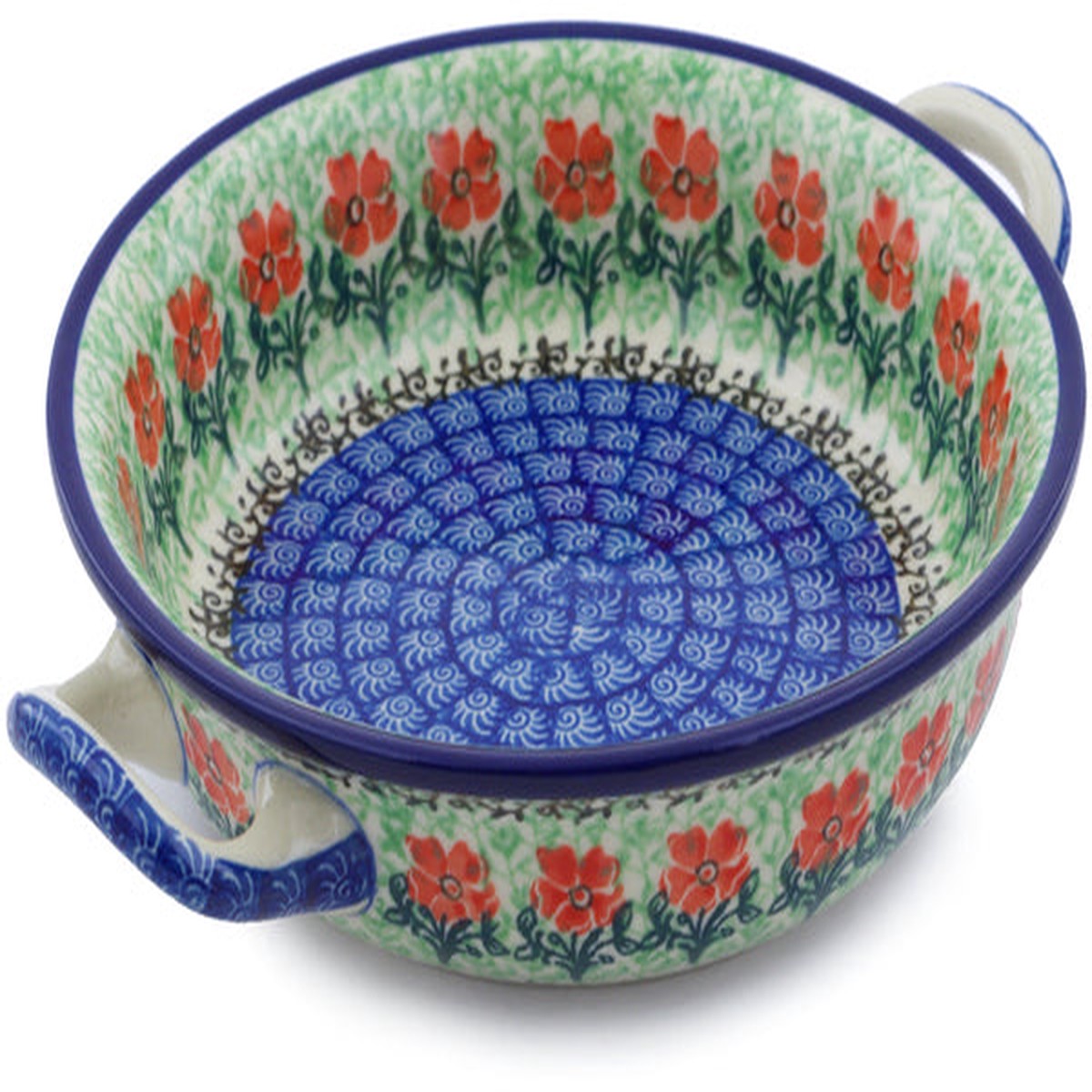 Polish Pottery 6-inch Round Baker with Handles Maraschino - Default Title
