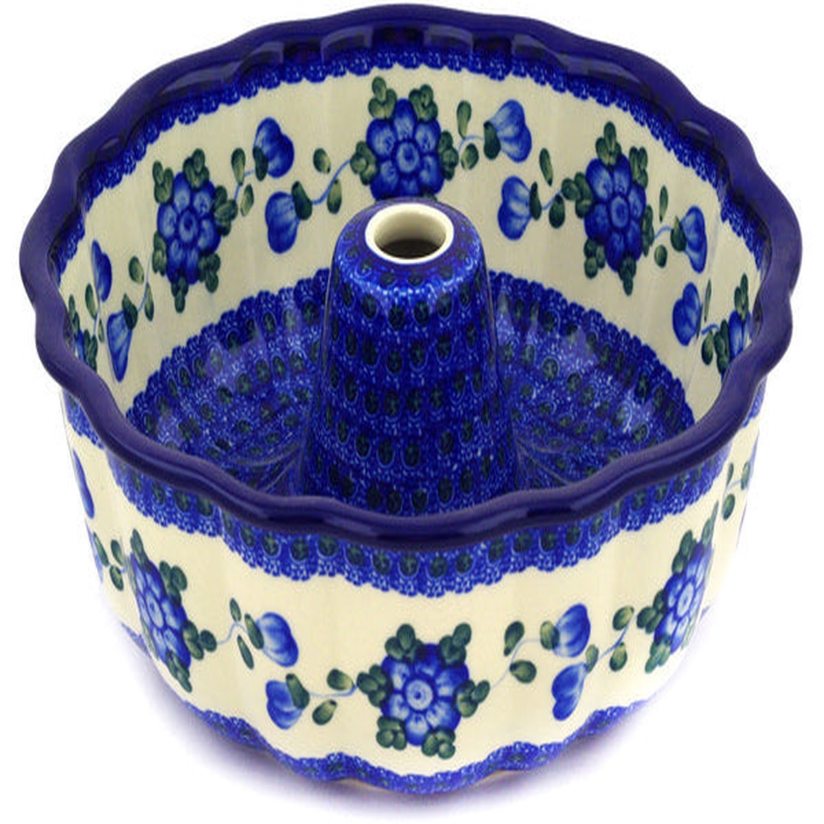 Polish Pottery Bundt Pan Blue Poppies - Default Title