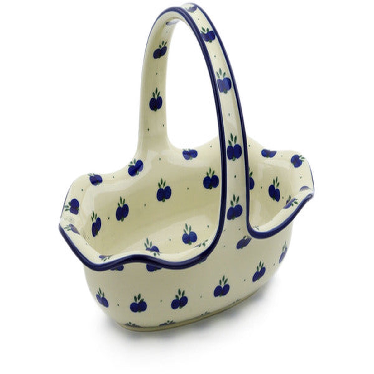 Polish Pottery 11" Basket with Handle Wild Blueberry - Default Title